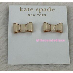 NWT Kate Spade New York Bow Ivory Stud Earrings - 14K Gold Plated
